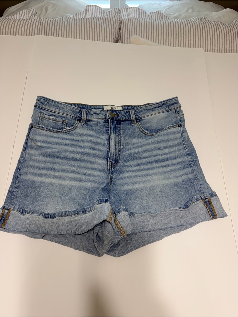 BKE Light Blue Denim Rolled Hem Women's Shorts
